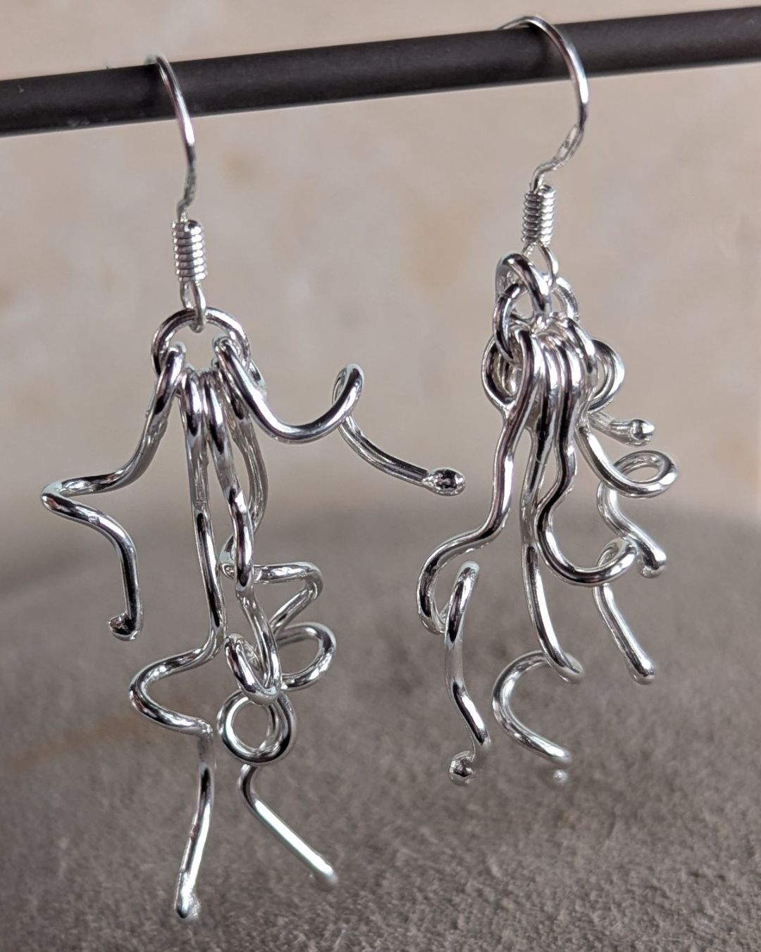 Statement Silver Squiggle Pendant OR Earrings Workshop