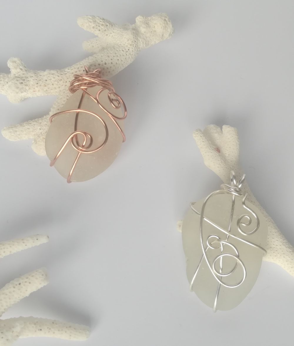 Wire Wrapped Seaglass Pendants