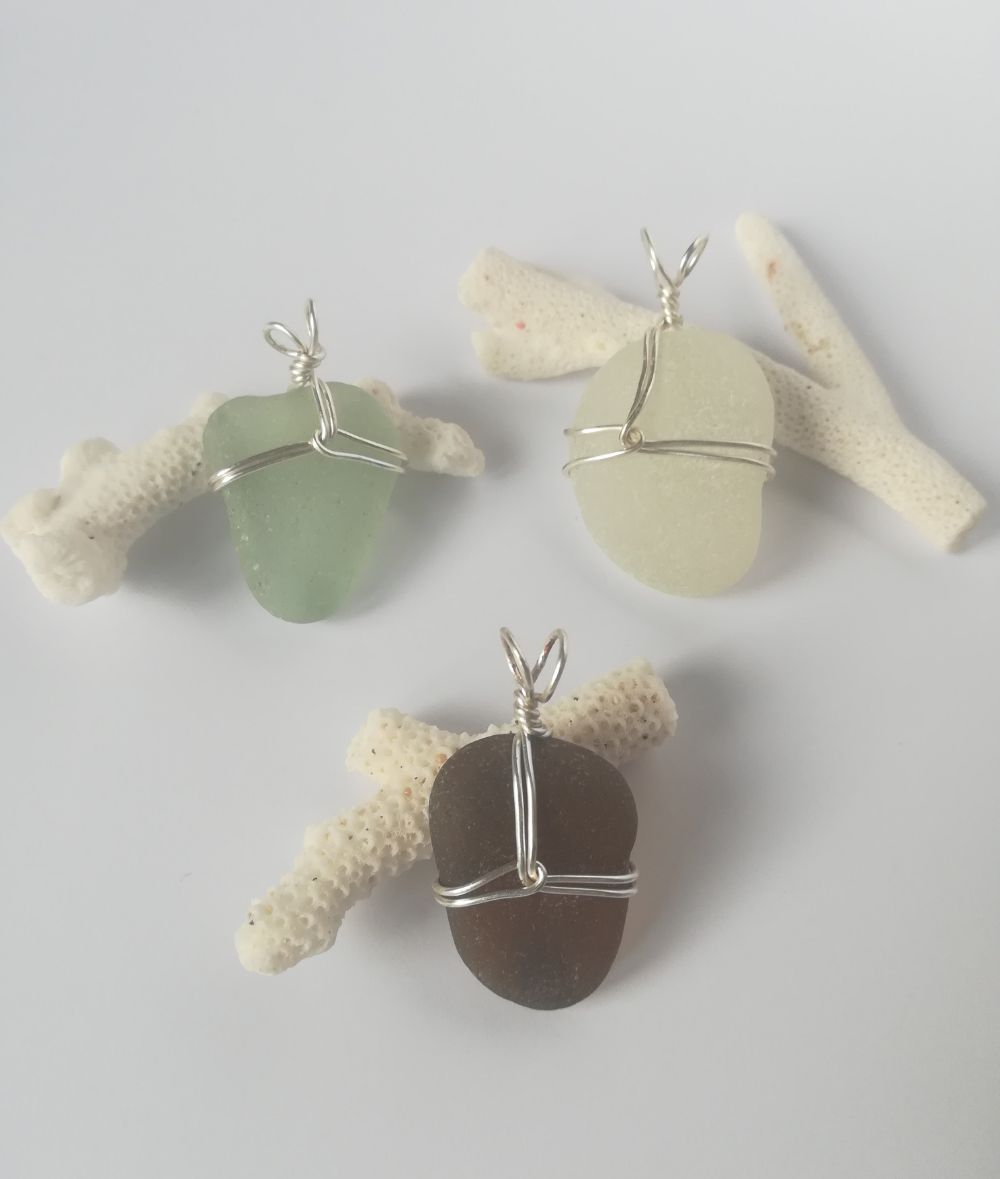 Wire Wrapped Seaglass Pendants