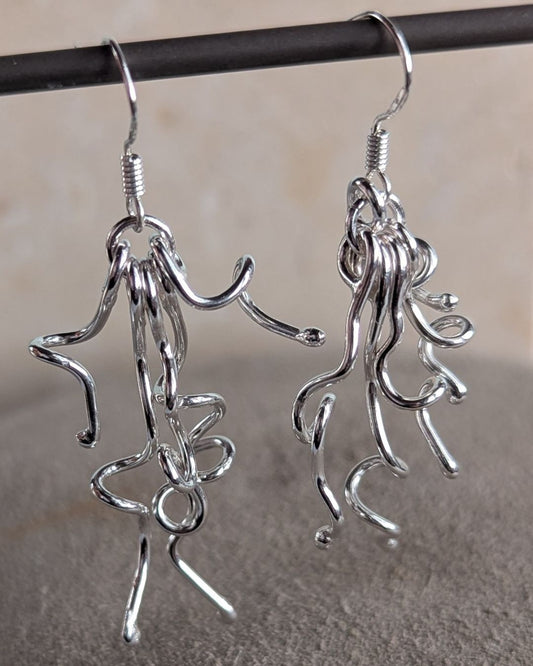 Statement Silver Squiggle Pendant OR Earrings Workshop